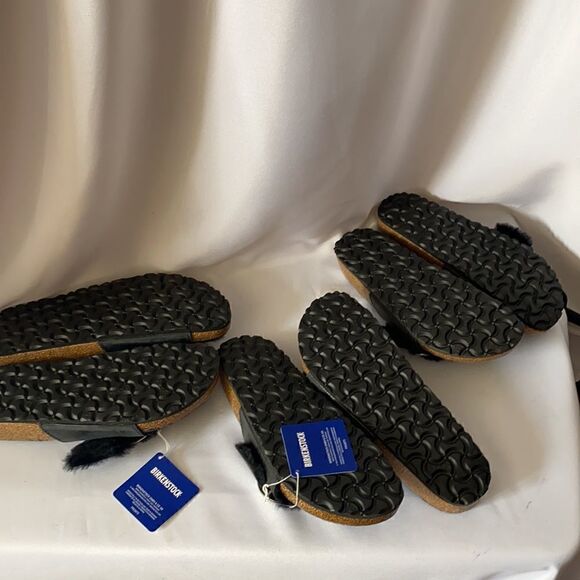 BIRKENSTOCK MADRID SHEARLING BIG BUCKLE SANDALS BLACK NEW NWT - Picture 8 of 12